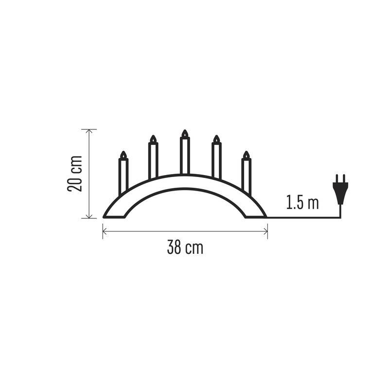 LED dekorace EMOS svícen na 5x žárovičku E10 dřevěný šedý, oblouk, 20x38 cm, vnitřní, teplá bílá