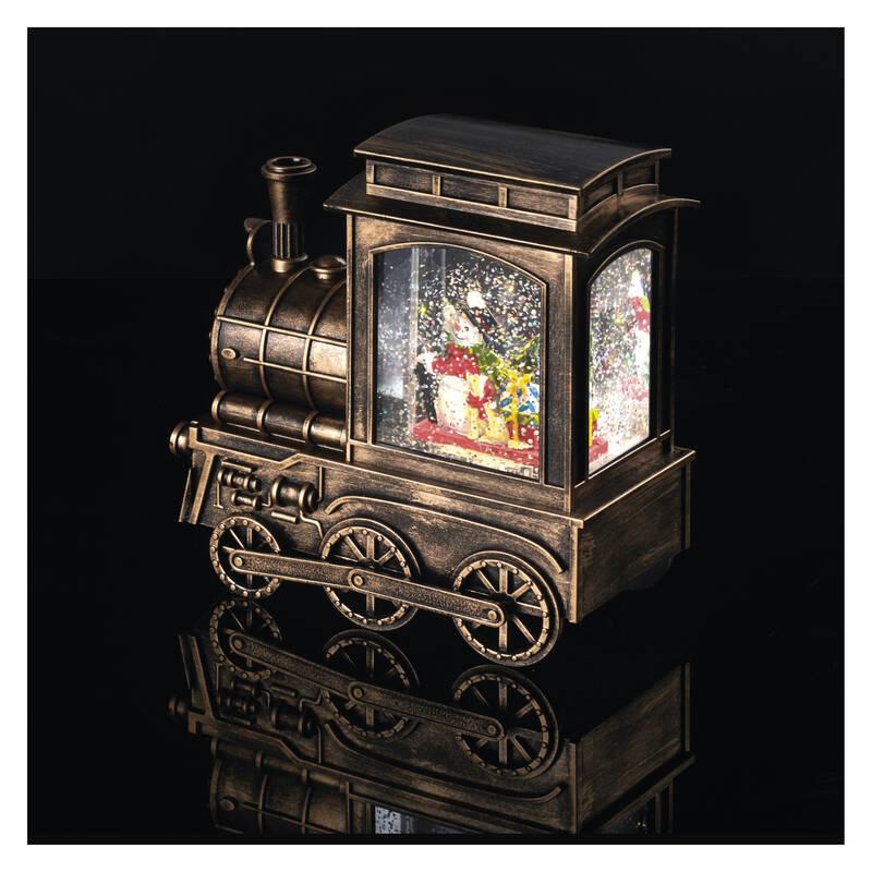 LED dekorace EMOS vánoční mašinka 17x16 cm, 3x AA, vnitřní, teplá bílá, časovač