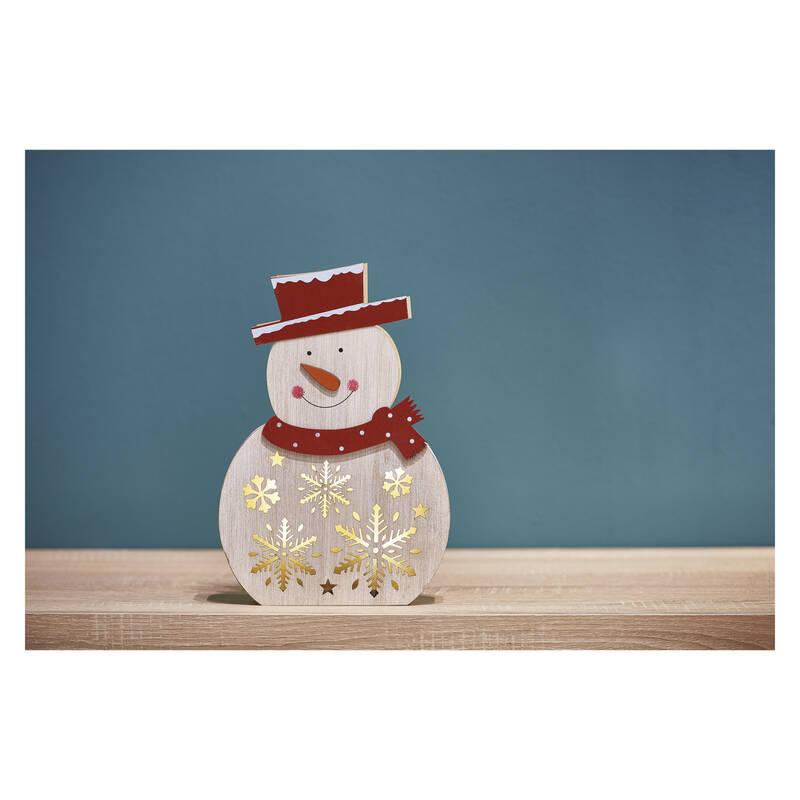 LED dekorace EMOS vánoční sněhulák dřevěný, 30 cm, 2x AA, vnitřní, teplá bílá, časovač, LED, dekorace, EMOS, vánoční, sněhulák, dřevěný, 30, cm, 2x, AA, vnitřní, teplá, bílá, časovač