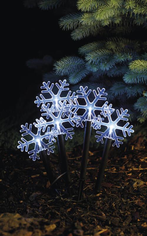 LED dekorace EMOS vánoční zapichovací vločky, 30 cm, 3x AA, venkovní i vnitřní, studená bílá, časovač