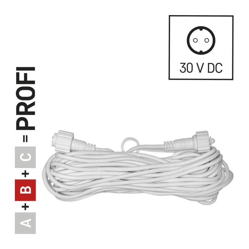 Prodlužovací kabel EMOS pro spojovací řetězy Profi bílý, 10 m, venkovní i vnitřní