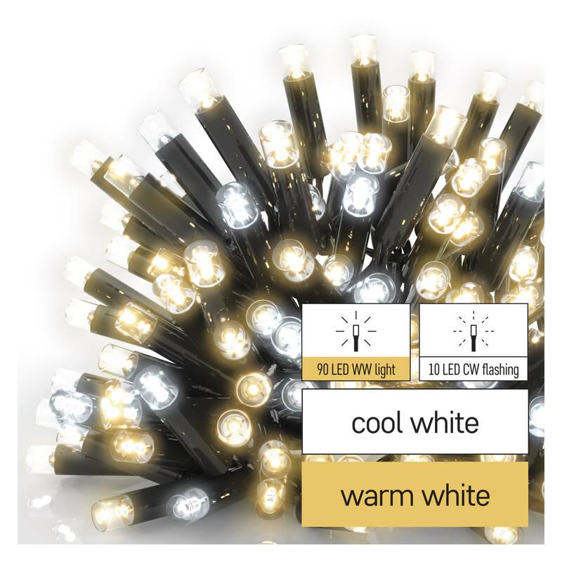 Spojovací řetěz EMOS 100 LED Profi problikávající, 10 m, venkovní, teplá studená bílá, časovač