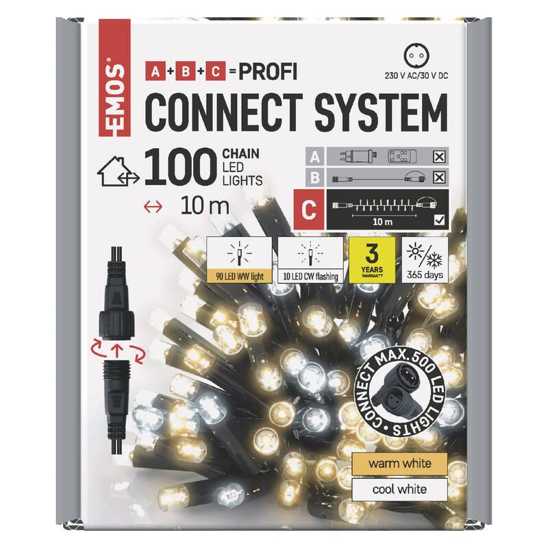 Spojovací řetěz EMOS 100 LED Profi problikávající, 10 m, venkovní, teplá studená bílá, časovač, Spojovací, řetěz, EMOS, 100, LED, Profi, problikávající, 10, m, venkovní, teplá, studená, bílá, časovač
