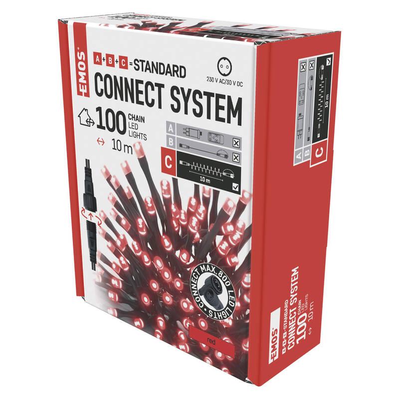 Spojovací řetěz EMOS 100 LED Standard, 10 m, venkovní i vnitřní, červená, časovač, Spojovací, řetěz, EMOS, 100, LED, Standard, 10, m, venkovní, i, vnitřní, červená, časovač
