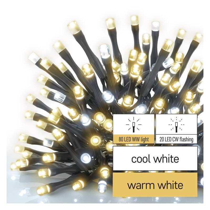 Spojovací řetěz EMOS 100 LED Standard blikající, 10 m, venkovní, teplá studená bílá