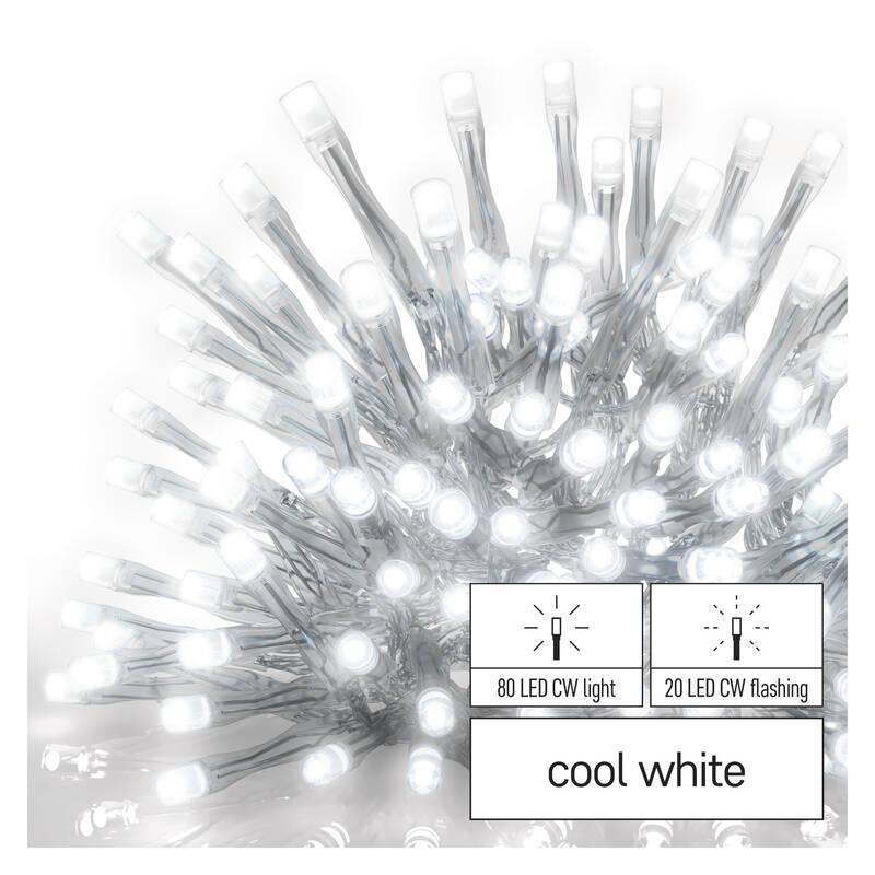 Spojovací řetěz EMOS 100 LED Standard blikající - rampouchy, 2,5 m, venkovní, studená bílá, časovač
