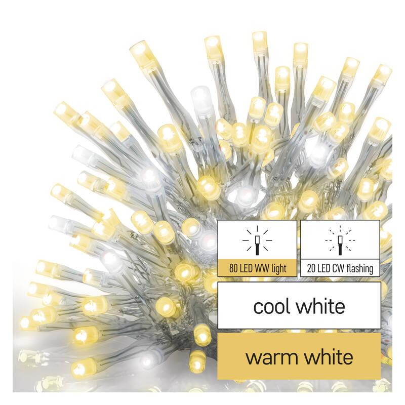 Spojovací řetěz EMOS 100 LED Standard blikající - rampouchy, 2,5 m, venkovní, teplá studená bílá