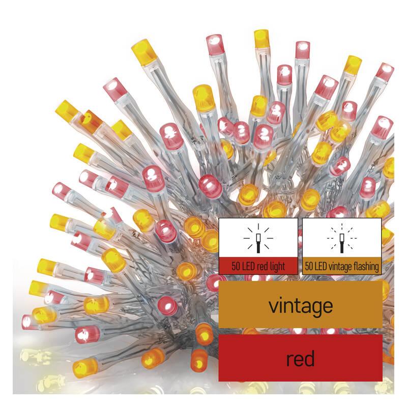 Spojovací řetěz EMOS 100 LED Standard pulzující - rampouchy, 2,5 m, venkovní, červená vintage