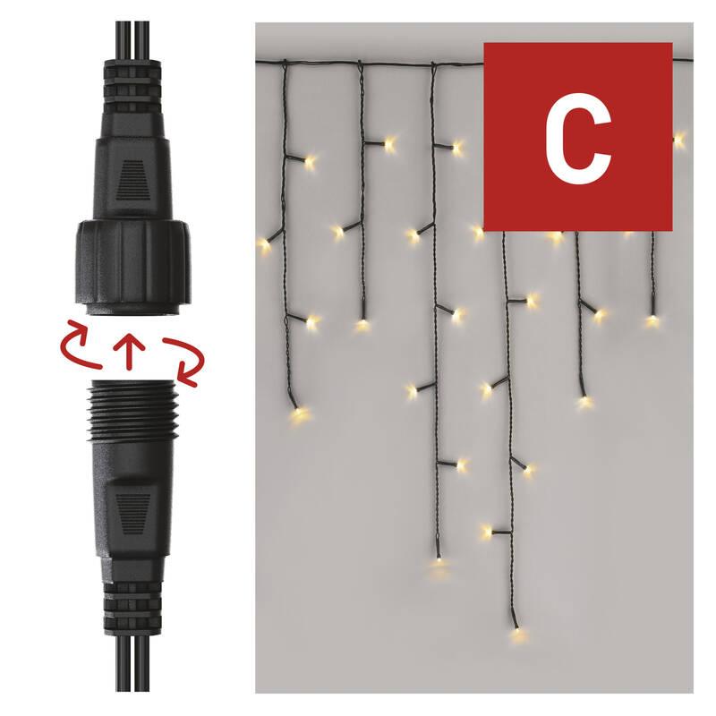 Spojovací řetěz EMOS 100 LED Standard - rampouchy, 2,5 m, venkovní, teplá bílá, časovač, Spojovací, řetěz, EMOS, 100, LED, Standard, rampouchy, 2,5, m, venkovní, teplá, bílá, časovač