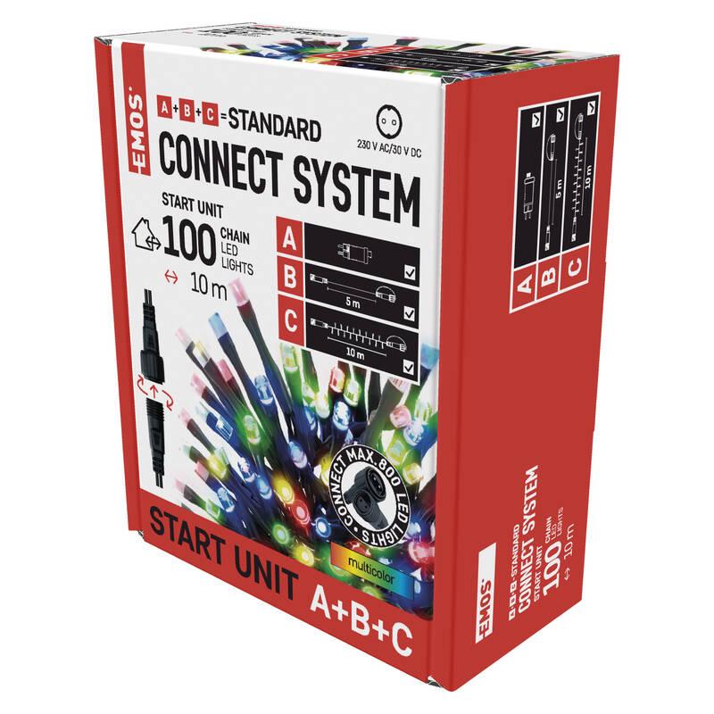 Spojovací řetěz EMOS 100 LED Základní sada pro spojovací řetězy Standard, 10 m, venkovní, multicolor, časovač