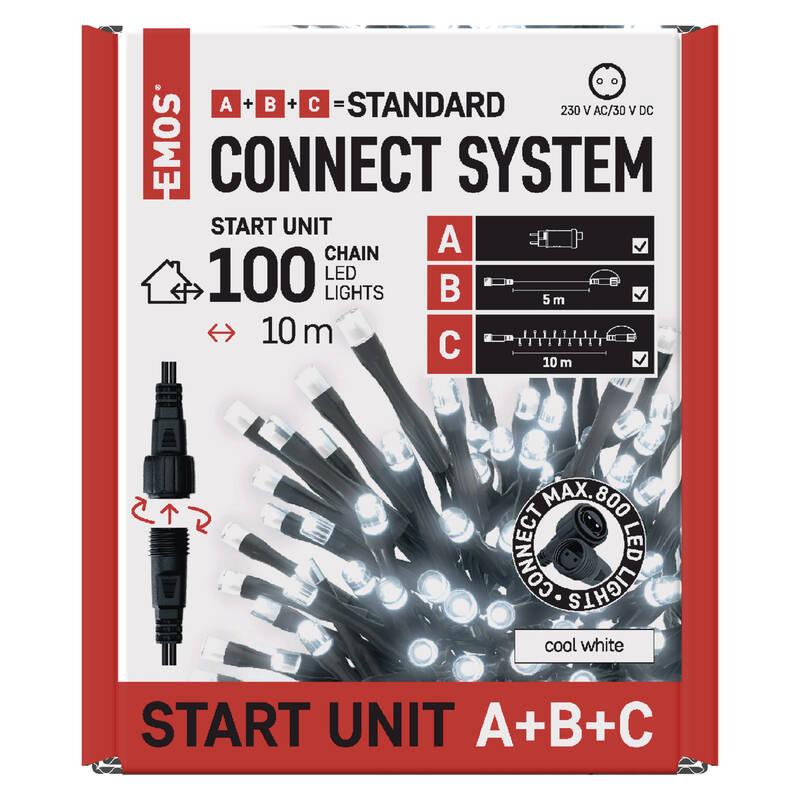 Spojovací řetěz EMOS 100 LED Základní sada pro spojovací řetězy Standard, 10 m, venkovní, studená bílá, časovač, Spojovací, řetěz, EMOS, 100, LED, Základní, sada, pro, spojovací, řetězy, Standard, 10, m, venkovní, studená, bílá, časovač