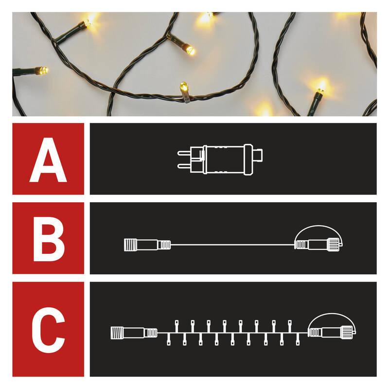 Spojovací řetěz EMOS 100 LED Základní sada pro spojovací řetězy Standard, 10 m, venkovní, teplá bílá, časovač