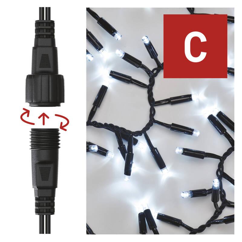 Spojovací řetěz EMOS 150 LED Profi černý - ježek, 3 m, venkovní i vnitřní, studená bílá, časovač