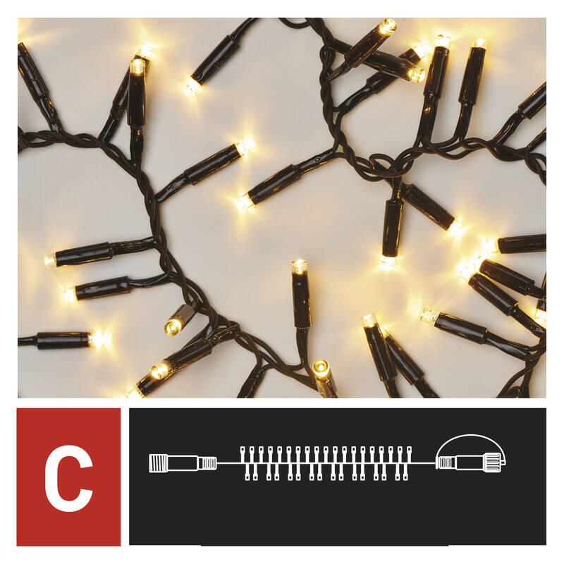 Spojovací řetěz EMOS 150 LED Profi černý - ježek, 3 m, venkovní i vnitřní, teplá bílá, časovač