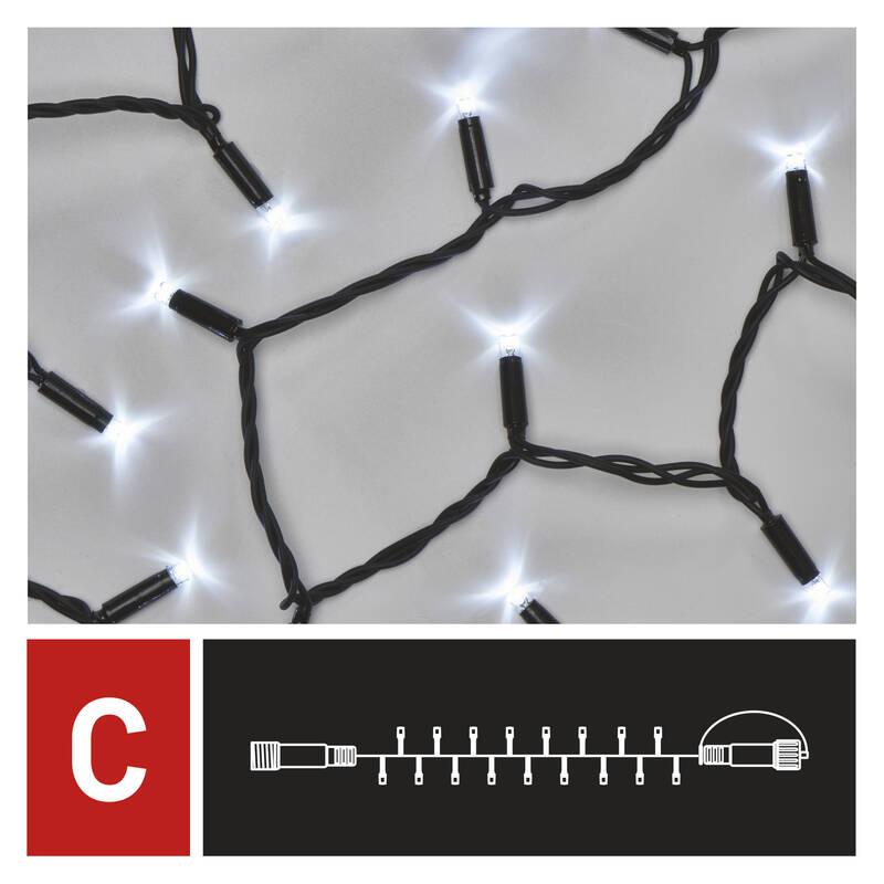 Spojovací řetěz EMOS 50 LED Profi černý, 5 m, venkovní i vnitřní, studená bílá, časovač