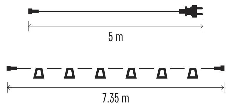 Spojovací řetěz EMOS na 10 žárovek E27 START SET, 7,35 m, venkovní i vnitřní