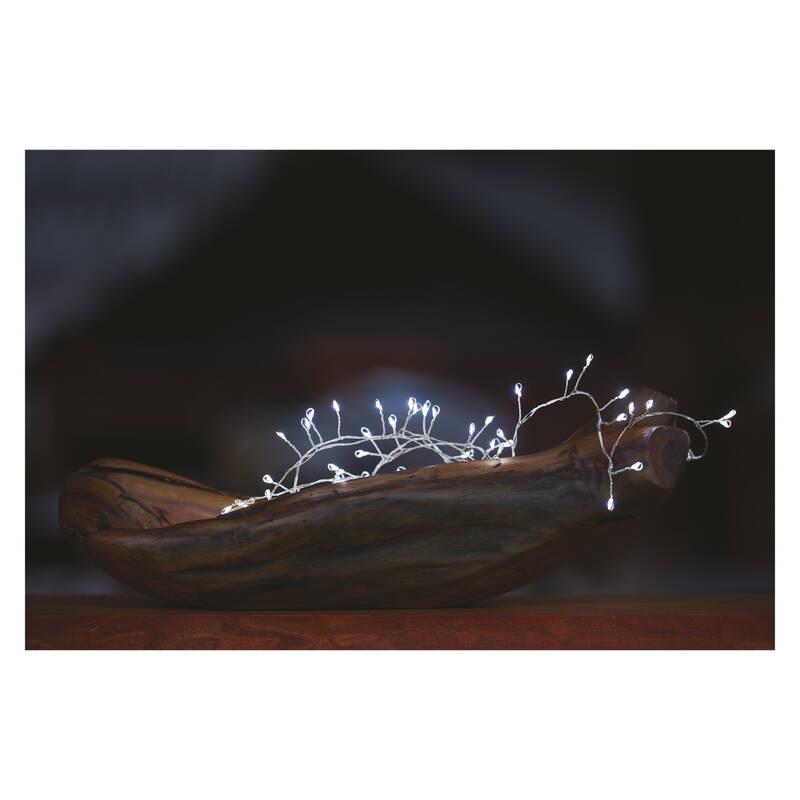 Vánoční osvětlení EMOS 100 LED nano řetěz - ježek, 2,4 m, 3x AA, vnitřní, studená bílá, časovač