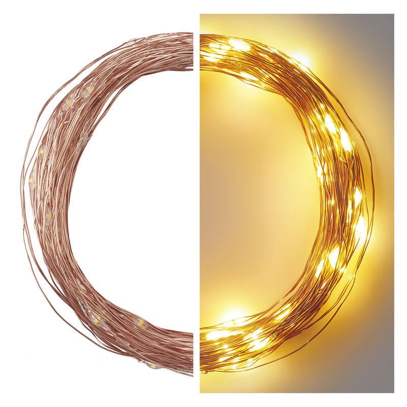 Vánoční osvětlení EMOS 100 LED nano řetěz měděný, 10 m, venkovní i vnitřní, teplá bílá, časovač, Vánoční, osvětlení, EMOS, 100, LED, nano, řetěz, měděný, 10, m, venkovní, i, vnitřní, teplá, bílá, časovač