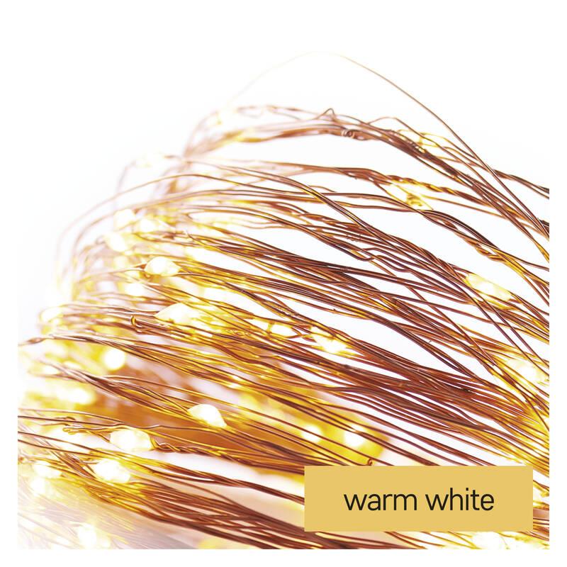 Vánoční osvětlení EMOS 100 LED nano řetěz měděný, 10 m, venkovní i vnitřní, teplá bílá, časovač