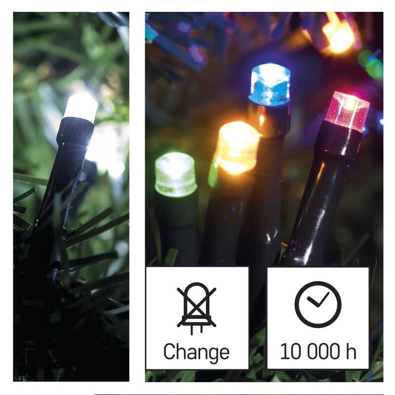 Vánoční osvětlení EMOS 100 LED řetěz 2v1, 10 m, venkovní i vnitřní, studená bílá multicolor, programy