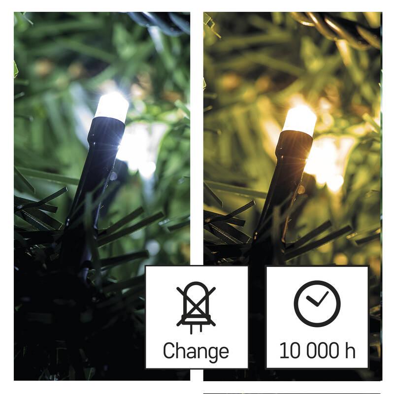 Vánoční osvětlení EMOS 100 LED řetěz 2v1, 10 m, venkovní i vnitřní, teplá studená bílá, programy