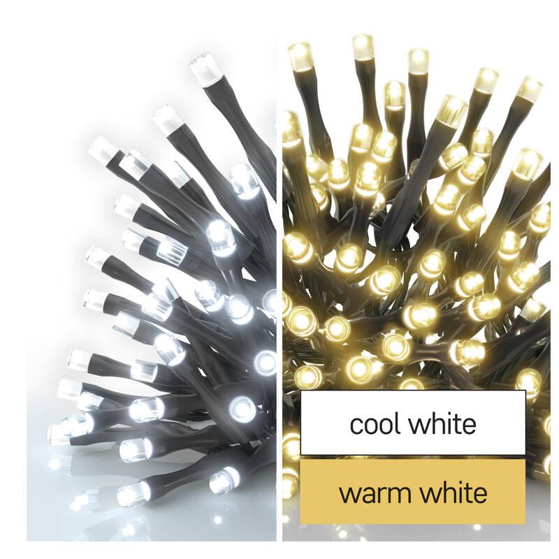 Vánoční osvětlení EMOS 100 LED řetěz 2v1, 10 m, venkovní i vnitřní, teplá studená bílá, programy