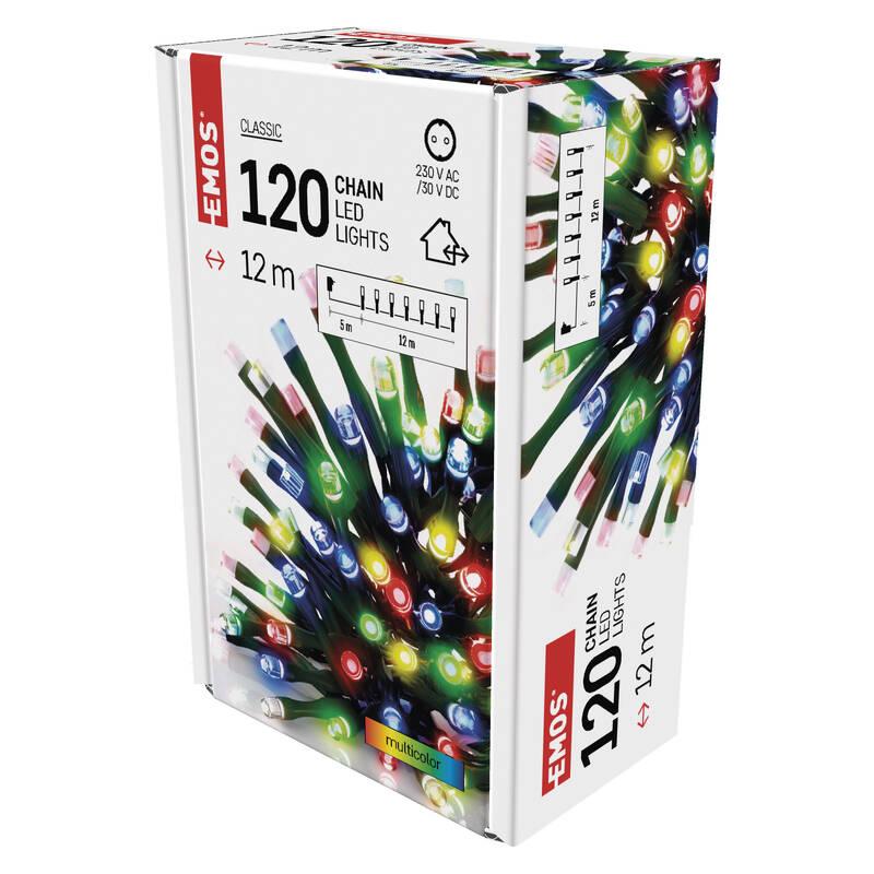 Vánoční osvětlení EMOS 120 LED řetěz, 12 m, venkovní i vnitřní, multicolor, časovač, Vánoční, osvětlení, EMOS, 120, LED, řetěz, 12, m, venkovní, i, vnitřní, multicolor, časovač