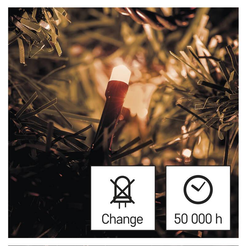 Vánoční osvětlení EMOS 120 LED řetěz, 12 m, venkovní i vnitřní, vintage, časovač