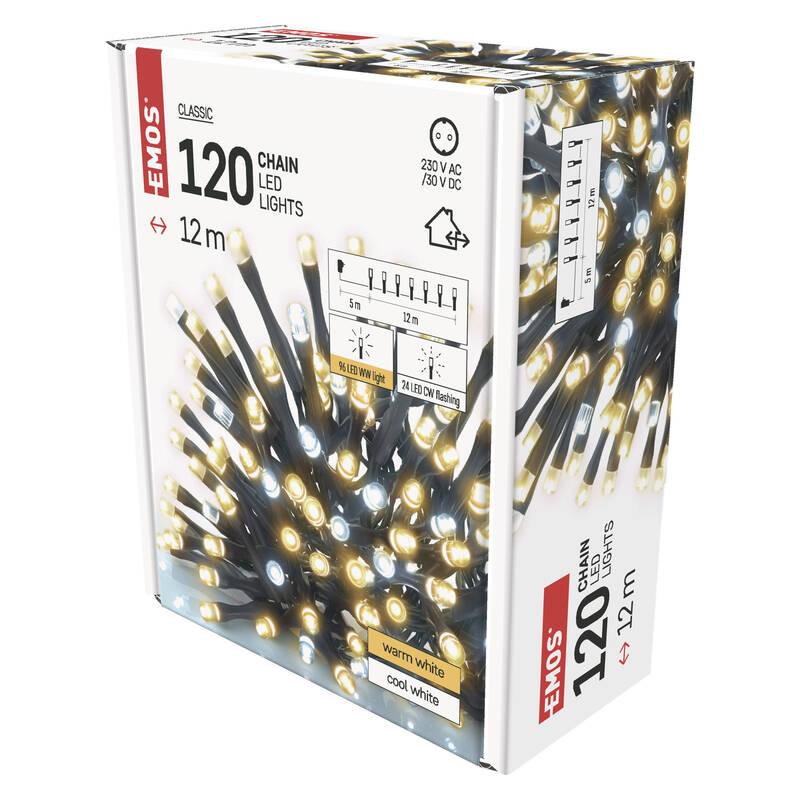 Vánoční osvětlení EMOS 120 LED řetěz blikající, 12 m, venkovní i vnitřní, teplá studená bílá, časovač, Vánoční, osvětlení, EMOS, 120, LED, řetěz, blikající, 12, m, venkovní, i, vnitřní, teplá, studená, bílá, časovač