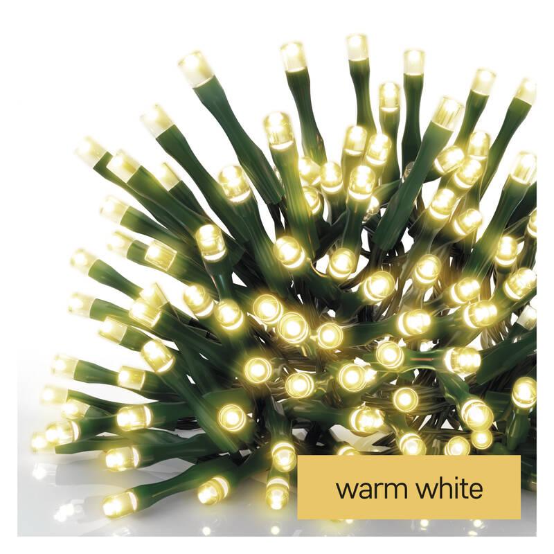Vánoční osvětlení EMOS 120 LED řetěz zelený, 12 m, venkovní i vnitřní, teplá bílá