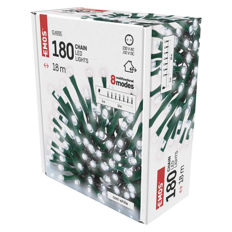 Vánoční osvětlení EMOS 180 LED řetěz, 18 m, venkovní i vnitřní, studená bílá, programy, Vánoční, osvětlení, EMOS, 180, LED, řetěz, 18, m, venkovní, i, vnitřní, studená, bílá, programy