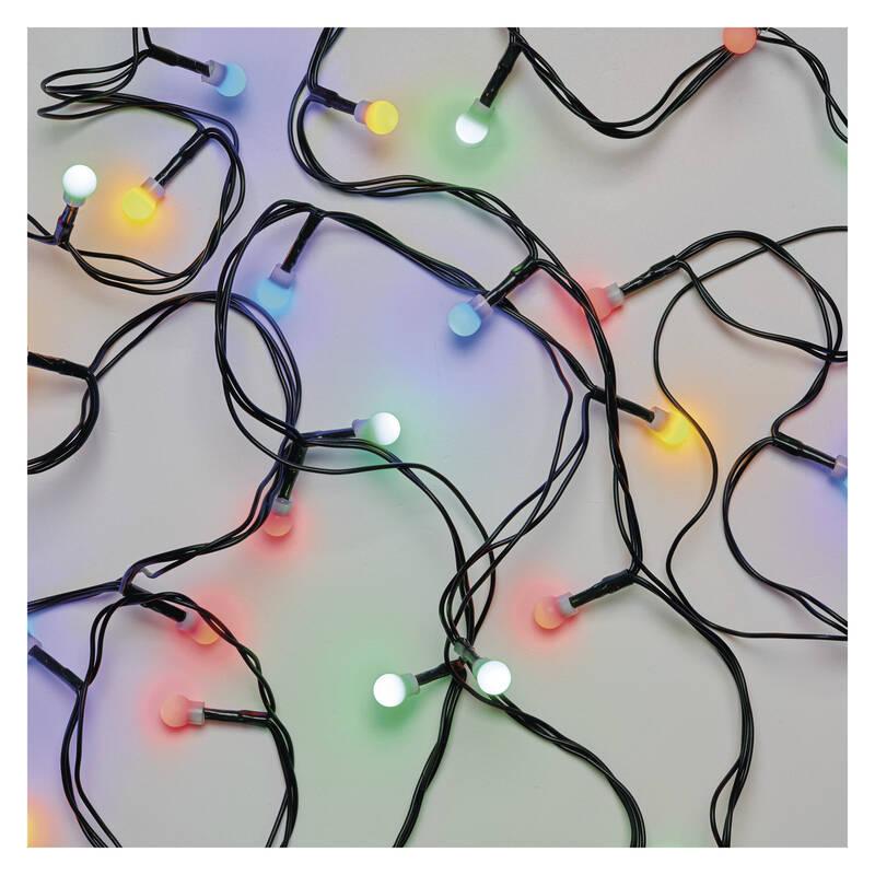 Vánoční osvětlení EMOS 200 LED cherry řetěz - kuličky, 20 m, venkovní i vnitřní, multicolor, programy