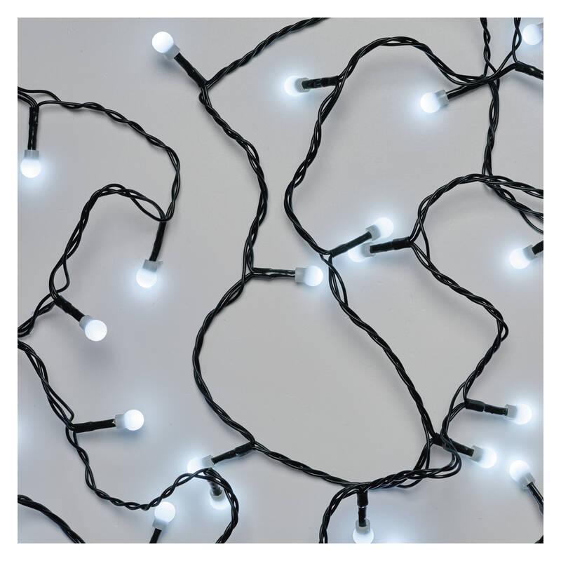 Vánoční osvětlení EMOS 200 LED cherry řetěz - kuličky, 20 m, venkovní i vnitřní, studená bílá, časovač