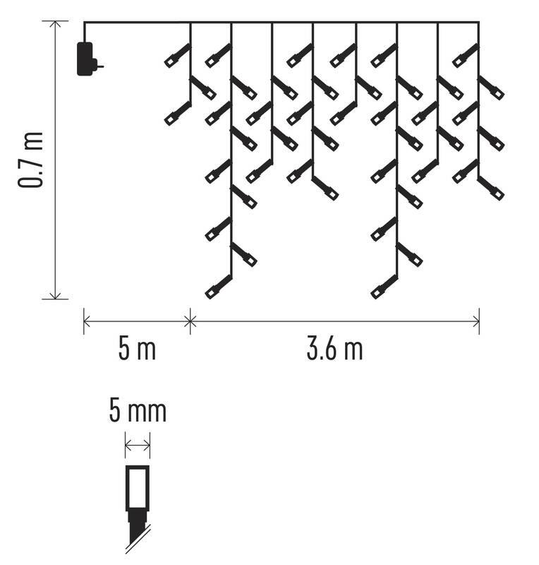 Vánoční osvětlení EMOS 200 LED rampouchy, 3,6 m, venkovní i vnitřní, studená bílá, programy, Vánoční, osvětlení, EMOS, 200, LED, rampouchy, 3,6, m, venkovní, i, vnitřní, studená, bílá, programy