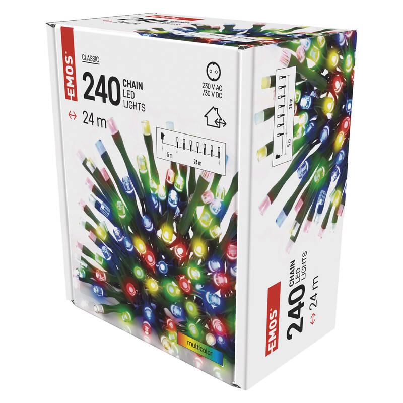 Vánoční osvětlení EMOS 240 LED řetěz, 24 m, venkovní i vnitřní, multicolor, časovač, Vánoční, osvětlení, EMOS, 240, LED, řetěz, 24, m, venkovní, i, vnitřní, multicolor, časovač