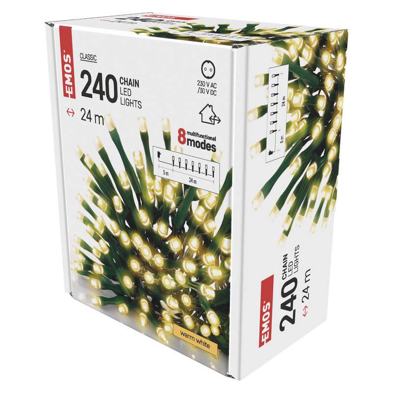 Vánoční osvětlení EMOS 240 LED řetěz, 24 m, venkovní i vnitřní, teplá bílá, programy, Vánoční, osvětlení, EMOS, 240, LED, řetěz, 24, m, venkovní, i, vnitřní, teplá, bílá, programy
