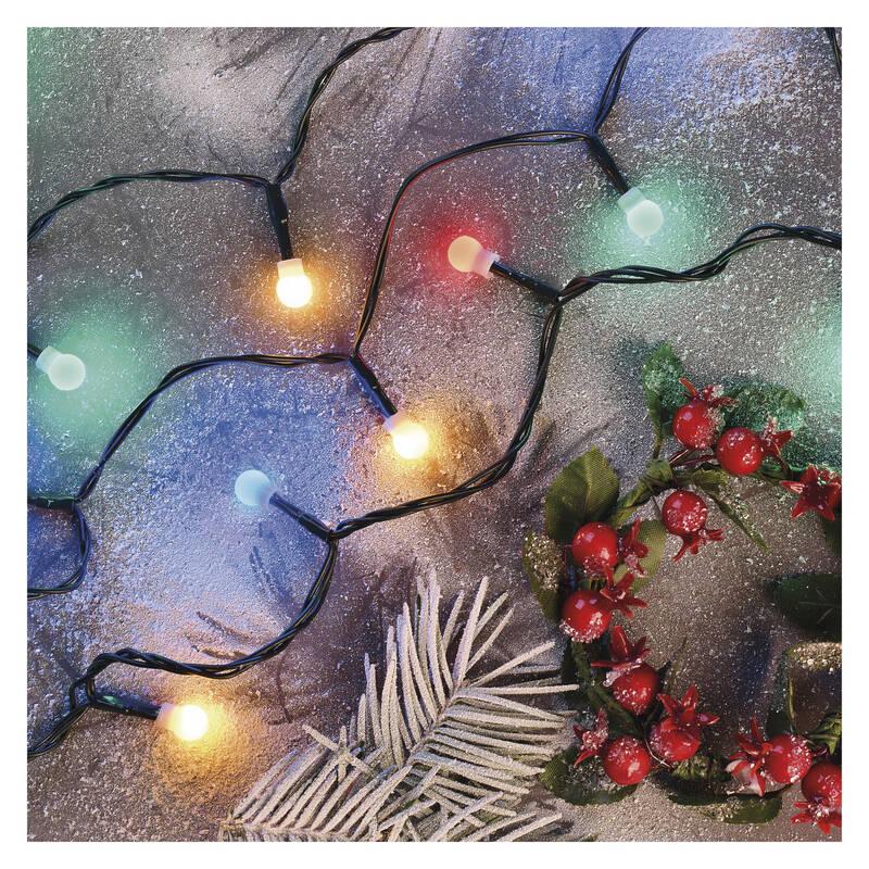 Vánoční osvětlení EMOS 300 LED cherry řetěz - kuličky, 30 m, venkovní i vnitřní, multicolor, časovač