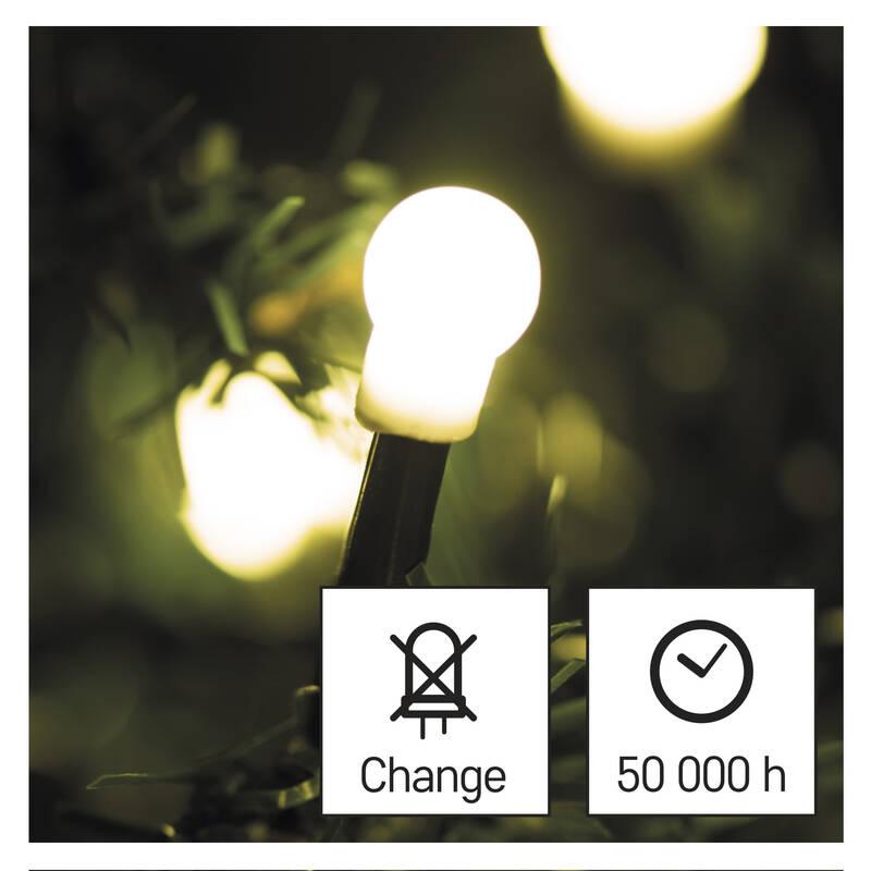 Vánoční osvětlení EMOS 300 LED cherry řetěz - kuličky, 30 m, venkovní i vnitřní, teplá bílá, časovač