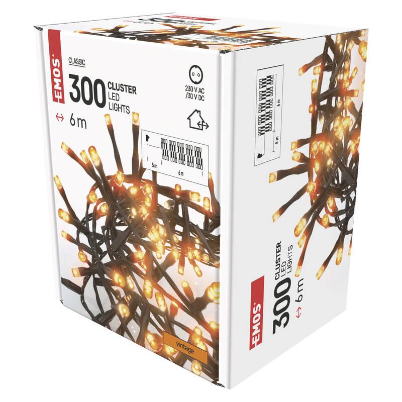 Vánoční osvětlení EMOS 300 LED řetěz - ježek, 6 m, venkovní i vnitřní, vintage, časovač