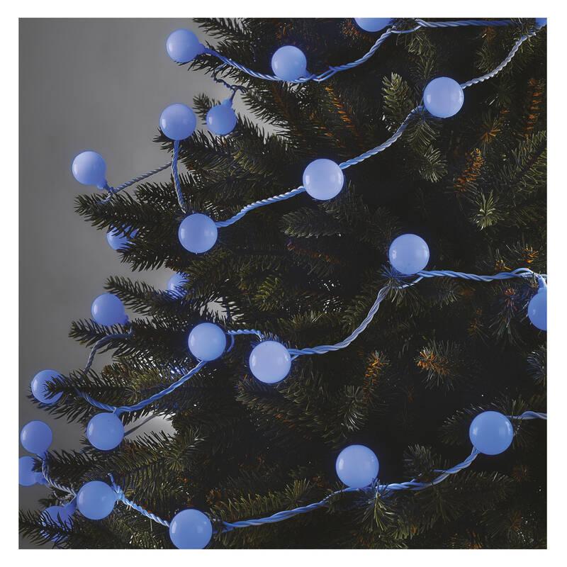 Vánoční osvětlení EMOS 40 LED cherry řetěz - kuličky 2,5 cm, 4 m, venkovní i vnitřní, modrá, časovač