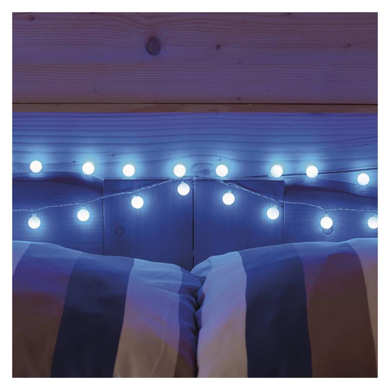 Vánoční osvětlení EMOS 40 LED cherry řetěz - kuličky 2,5 cm, 4 m, venkovní i vnitřní, modrá, časovač