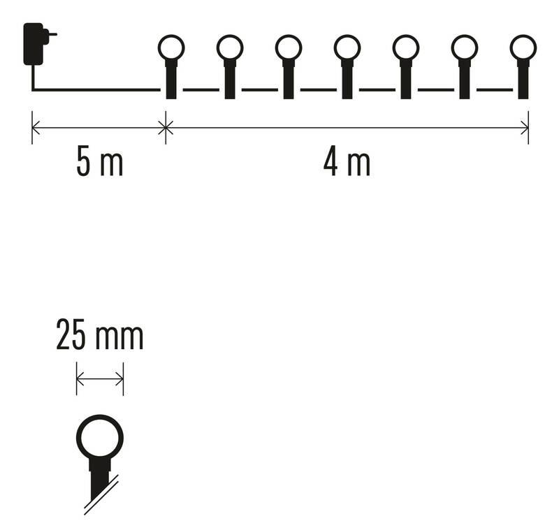 Vánoční osvětlení EMOS 40 LED cherry řetěz - kuličky 2,5 cm, 4 m, venkovní i vnitřní, růžová, časovač