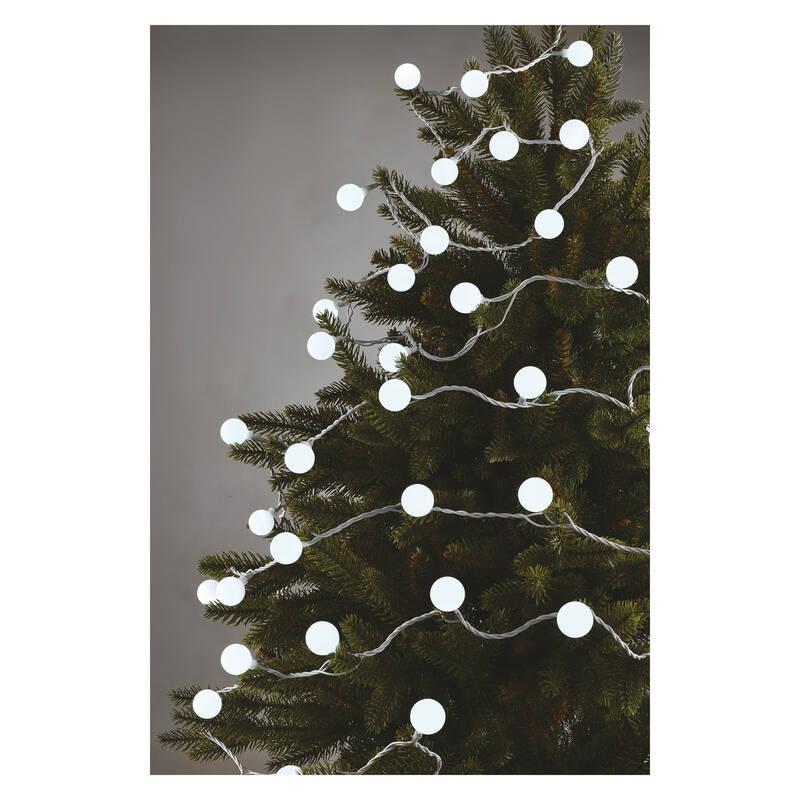 Vánoční osvětlení EMOS 40 LED cherry řetěz - kuličky 2,5 cm, 4 m, venkovní i vnitřní, studená bílá, časovač