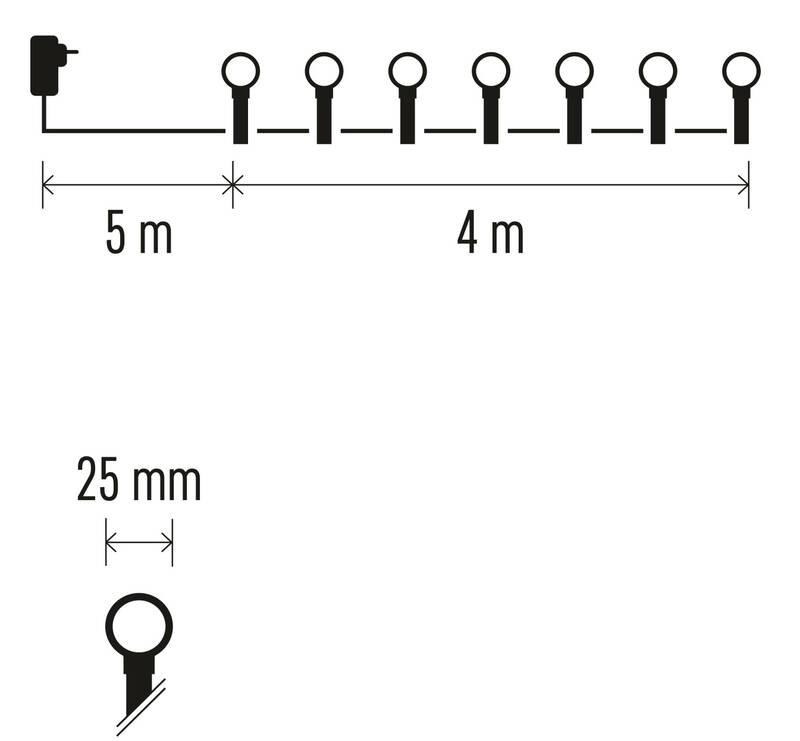 Vánoční osvětlení EMOS 40 LED cherry řetěz - kuličky 2,5 cm, 4 m, venkovní i vnitřní, teplá bílá, časovač