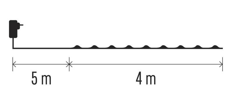 Vánoční osvětlení EMOS 40 LED nano řetěz stříbrný, 4 m, venkovní i vnitřní, studená bílá, časovač