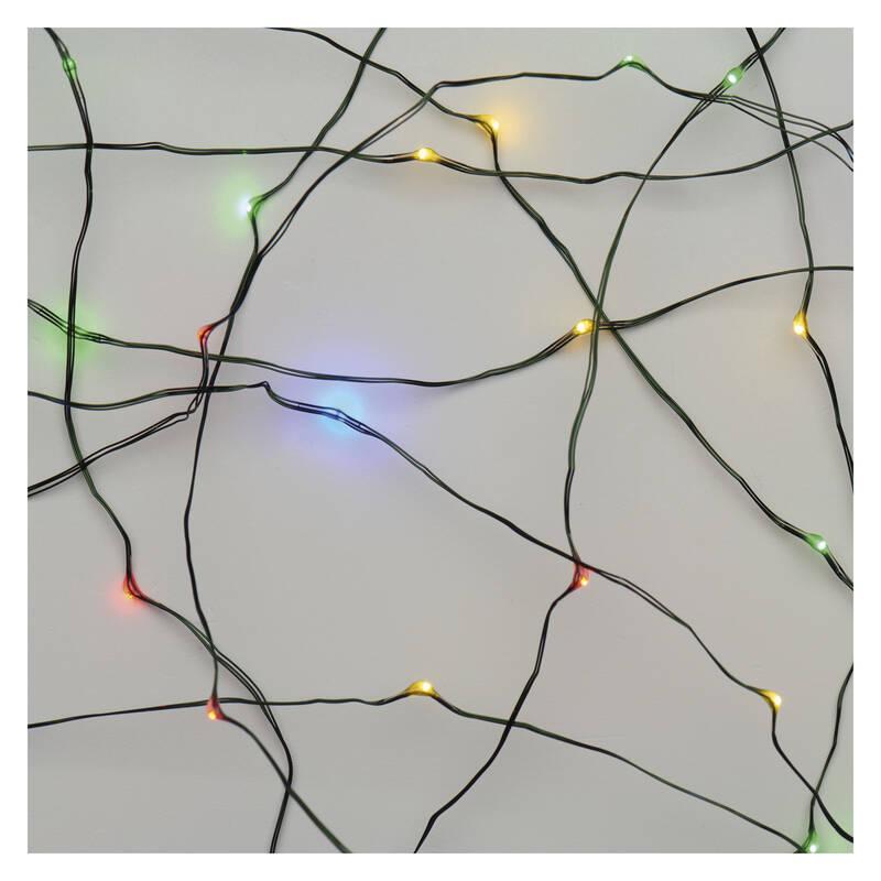 Vánoční osvětlení EMOS 40 LED nano řetěz zelený, 4 m, venkovní i vnitřní, multicolor, časovač