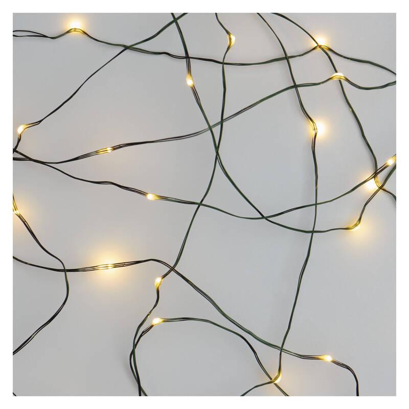 Vánoční osvětlení EMOS 40 LED nano řetěz zelený, 4 m, venkovní i vnitřní, teplá bílá, časovač