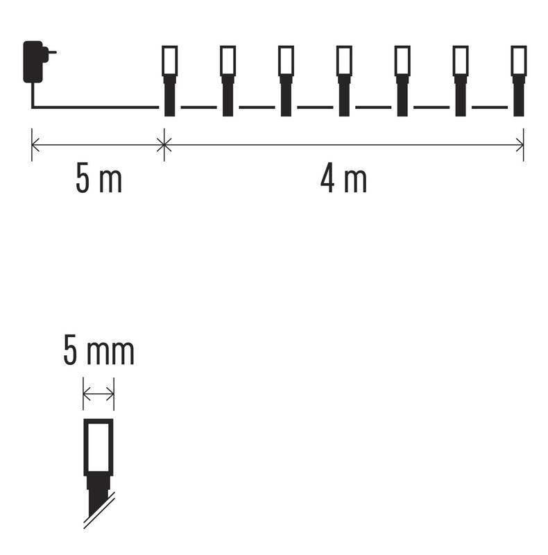 Vánoční osvětlení EMOS 40 LED řetěz, 4 m, venkovní i vnitřní, teplá bílá, časovač