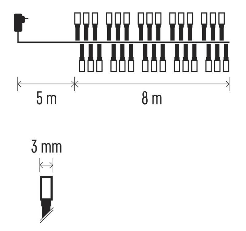 Vánoční osvětlení EMOS 400 LED řetěz - ježek, 8 m, venkovní i vnitřní, multicolor, časovač, Vánoční, osvětlení, EMOS, 400, LED, řetěz, ježek, 8, m, venkovní, i, vnitřní, multicolor, časovač