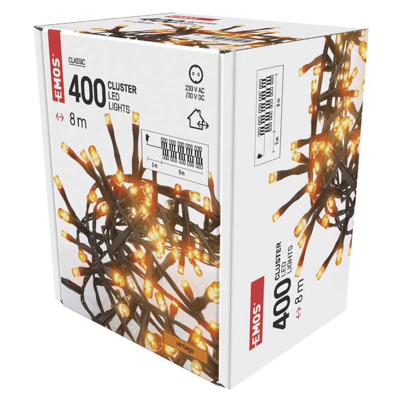 Vánoční osvětlení EMOS 400 LED řetěz - ježek, 8 m, venkovní i vnitřní, vintage, časovač